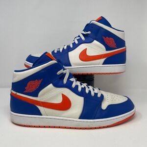 Air Jordan 1 Mid Men's SIZE 18 Game Royal/Rush Orange‎ Sneakers FD1029-400